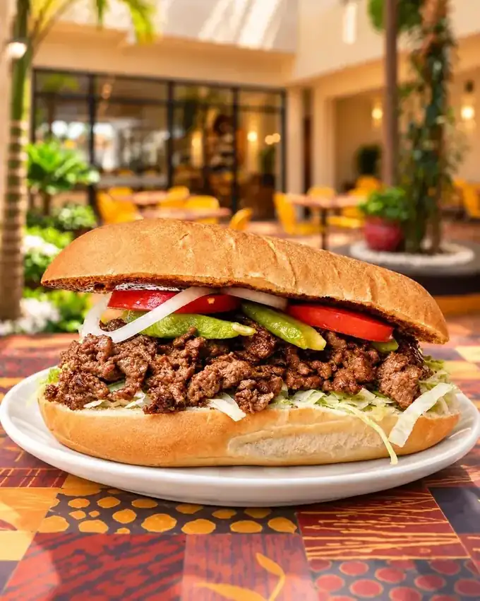 Torta de carne asada de La Parrilla Tap